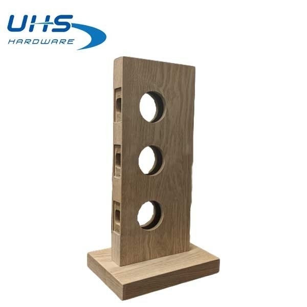 Uhs Hardware UHS Service:Lock Display with 3 Holes - Natural Wood - Short ULD03-NW-S